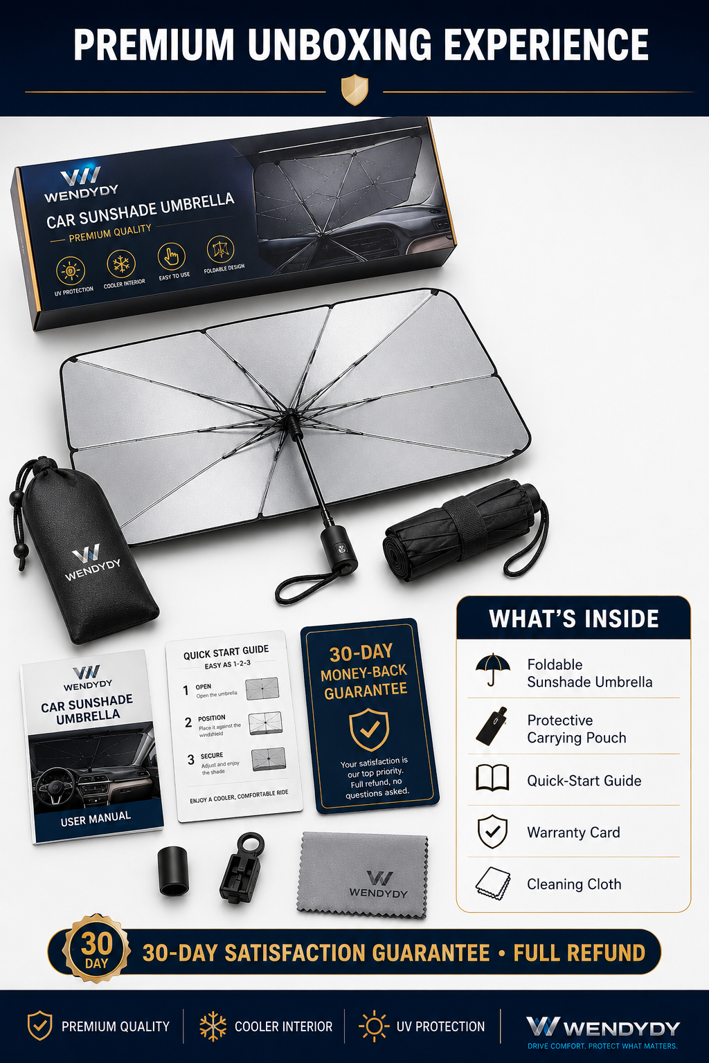 ShadeBrella – Foldable Car Windshield Sun Shade Umbrella