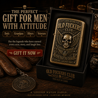 TooOldToCare – Old Fuckers Club Vintage Collectible Metal Lighter, 2026 Limited Edition