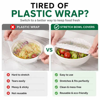 StretchSeal – 100 Disposable Stretch Food Covers for Bowls & Plates