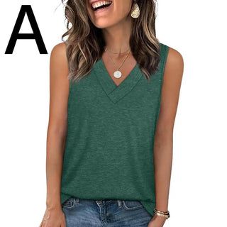 BreezeVee Tank – Loose-Fit V-Neck Sleeveless Top for Women