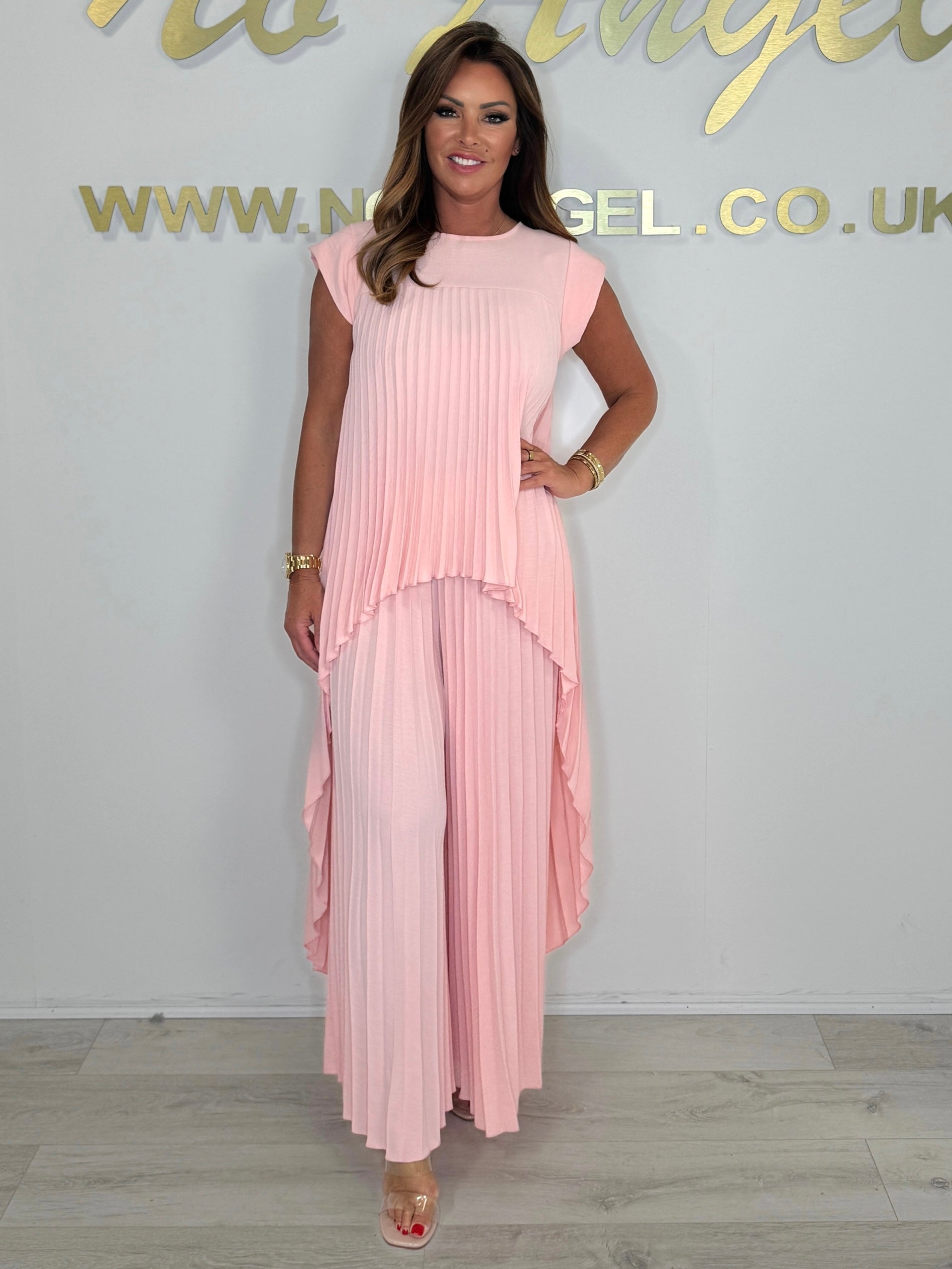 PleatFlow – High Low Two Piece Set