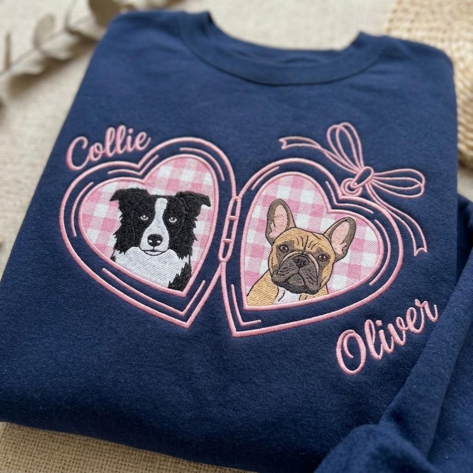 LocketPaws – Custom Embroidered Pet Portrait Heart Locket Sweatshirt