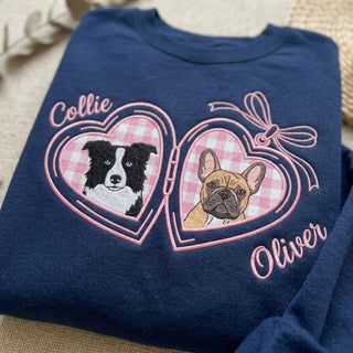 LocketPaws – Custom Embroidered Pet Portrait Heart Locket Sweatshirt