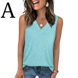 BreezeVee Tank – Loose-Fit V-Neck Sleeveless Top for Women