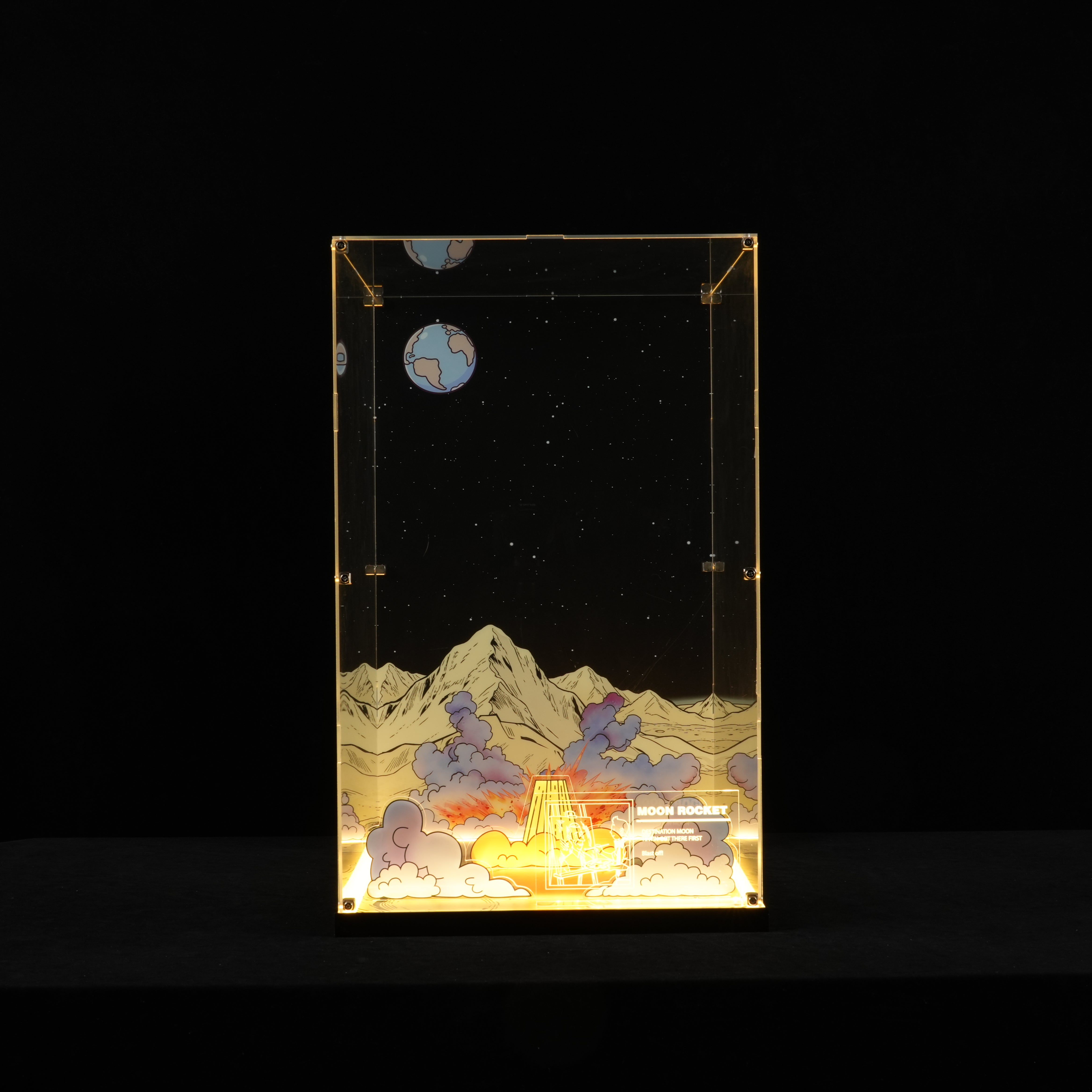 LunarGlow – LED Acrylic Display Case for LEGO® Ideas 21367 Tintin® Moon Rocket (LEGO® Set Not Included)