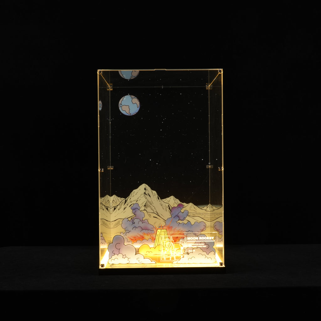 LunarGlow – LED Acrylic Display Case for LEGO® Ideas 21367 Tintin® Moon Rocket (LEGO® Set Not Included)