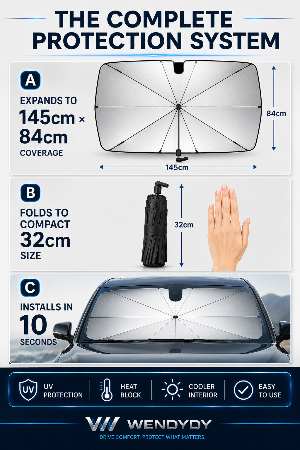 ShadeShield – Foldable Car Windshield Sun Shade Umbrella