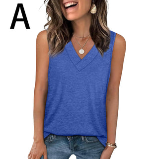 BreezeVee Tank – Loose-Fit V-Neck Sleeveless Top for Women