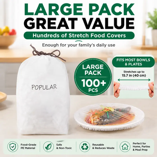 StretchSeal – 100 Disposable Stretch Food Covers for Bowls & Plates