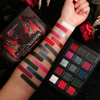 CrimsonCoven – 15-Color Red & Black Pigment Eyeshadow Palette
