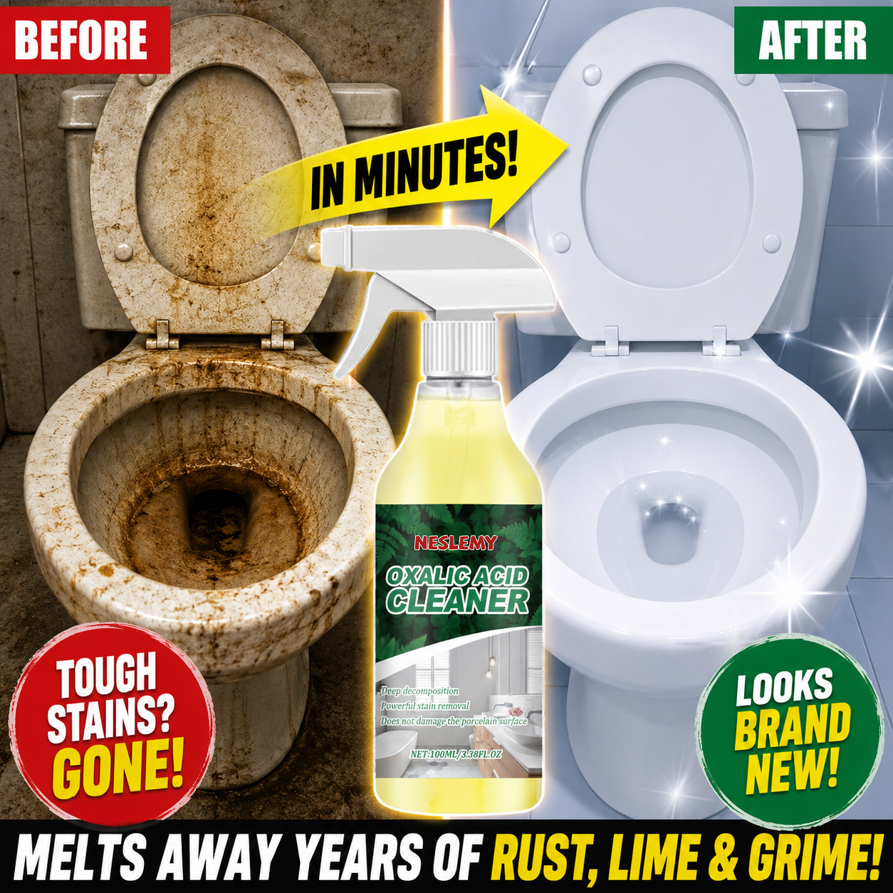 StainBlast – Foaming Bathroom Cleaner for Tough Toilet & Sink Stains