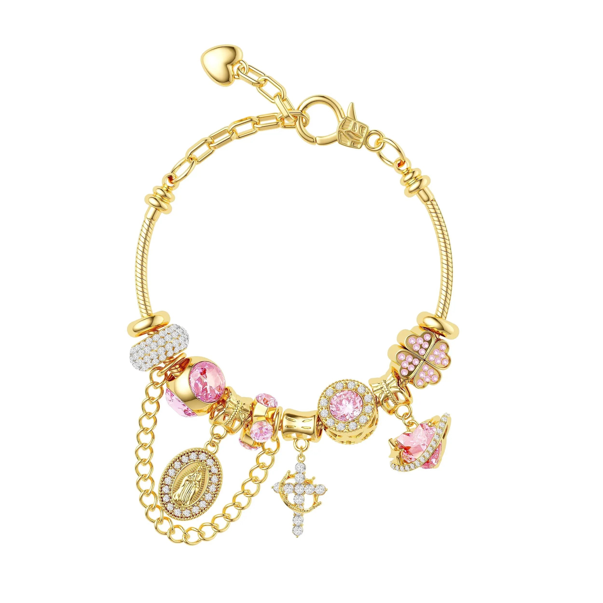 AuroraCharm – Dainty Multi-Element Snake Chain Charm Bracelet in Gold or Silver