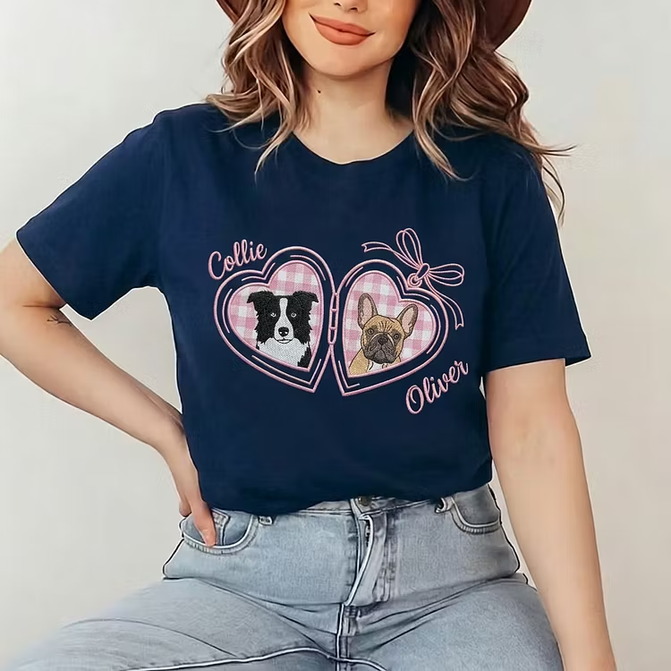 LocketPaws – Custom Embroidered Pet Portrait Heart Locket Sweatshirt