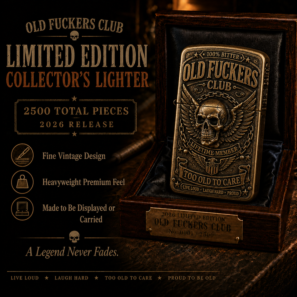 TooOldToCare – Old Fuckers Club Vintage Collectible Metal Lighter, 2026 Limited Edition