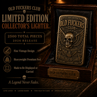 TooOldToCare – Old Fuckers Club Vintage Collectible Metal Lighter, 2026 Limited Edition