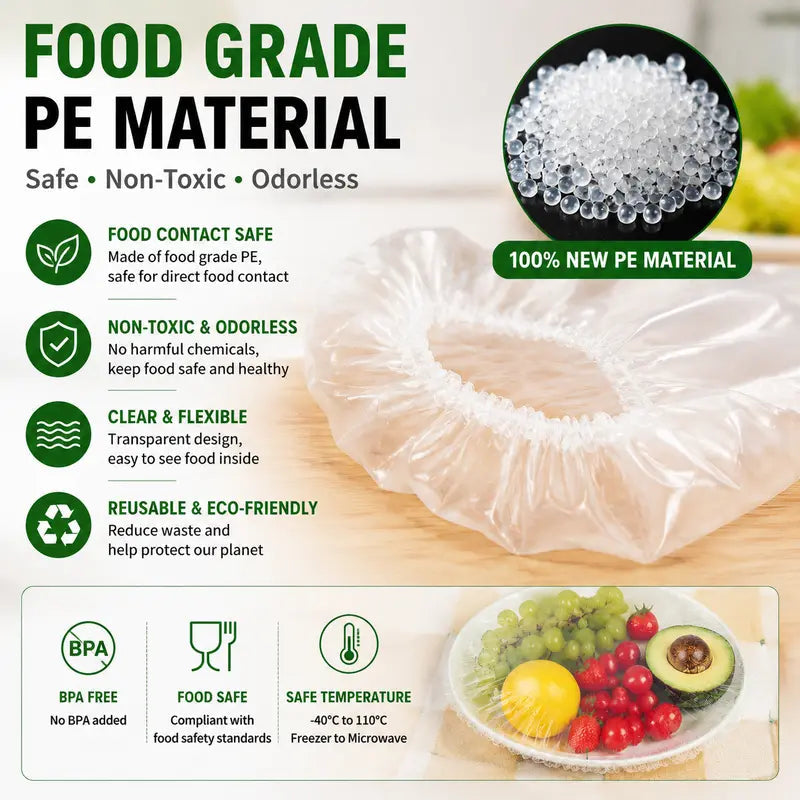 StretchSeal – 100 Disposable Stretch Food Covers for Bowls & Plates