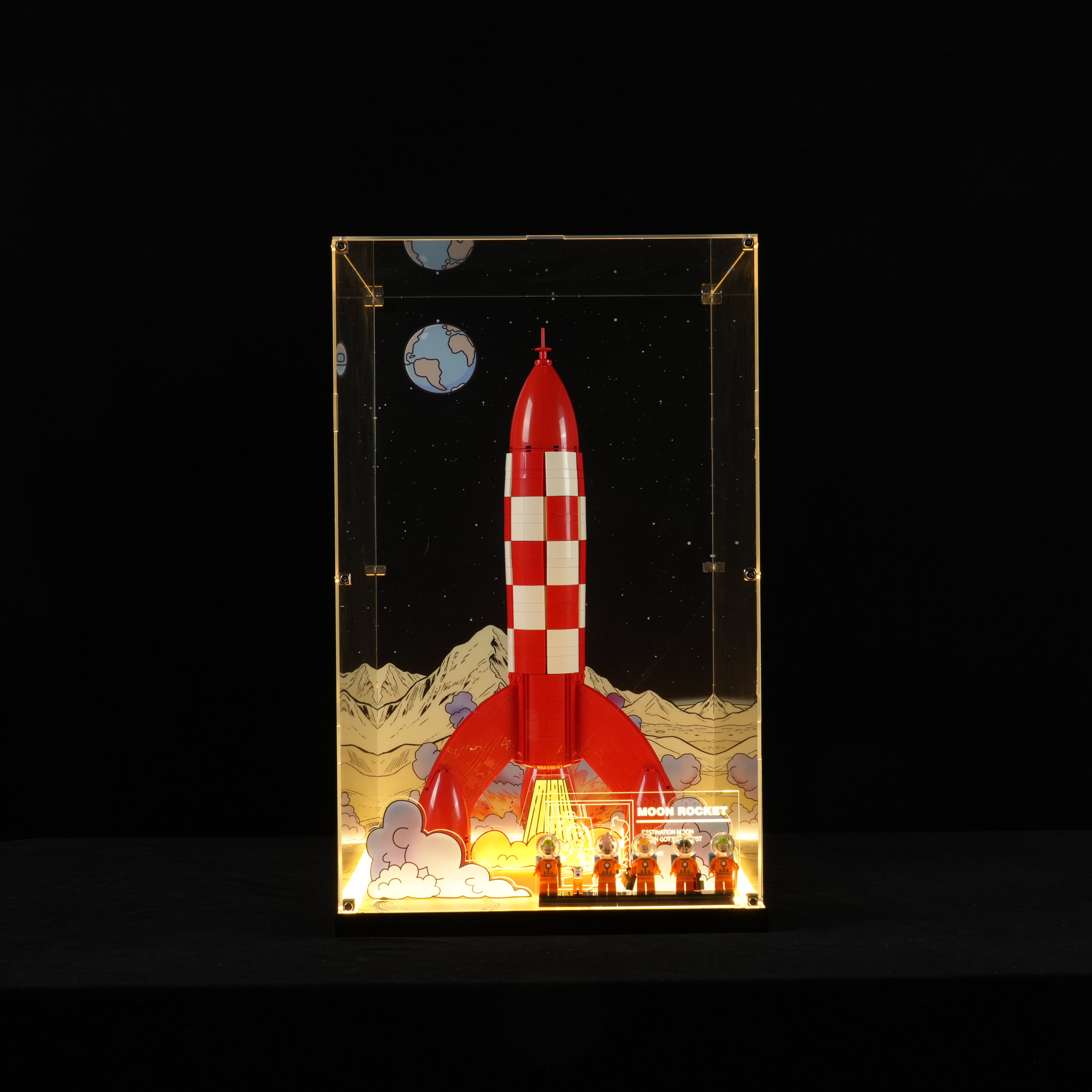 LunarGlow – LED Acrylic Display Case for LEGO® Ideas 21367 Tintin® Moon Rocket (LEGO® Set Not Included)