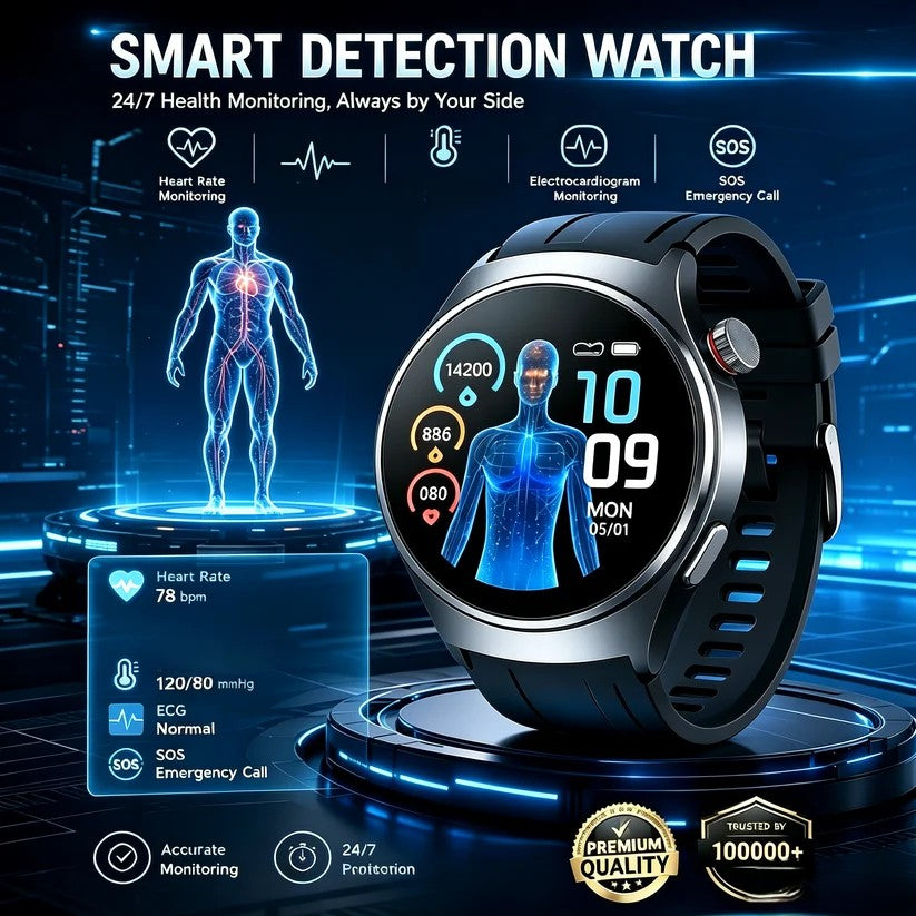 PulseGuard Watch5 – 24/7 Health Monitoring Smartwatch with ECG, Heart Rate Tracking and SOS Calling