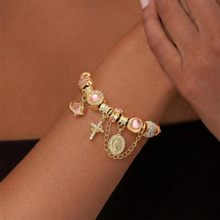 AuroraCharm – Dainty Multi-Element Snake Chain Charm Bracelet in Gold or Silver