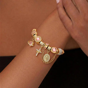 AuroraCharm – Dainty Multi-Element Snake Chain Charm Bracelet in Gold or Silver
