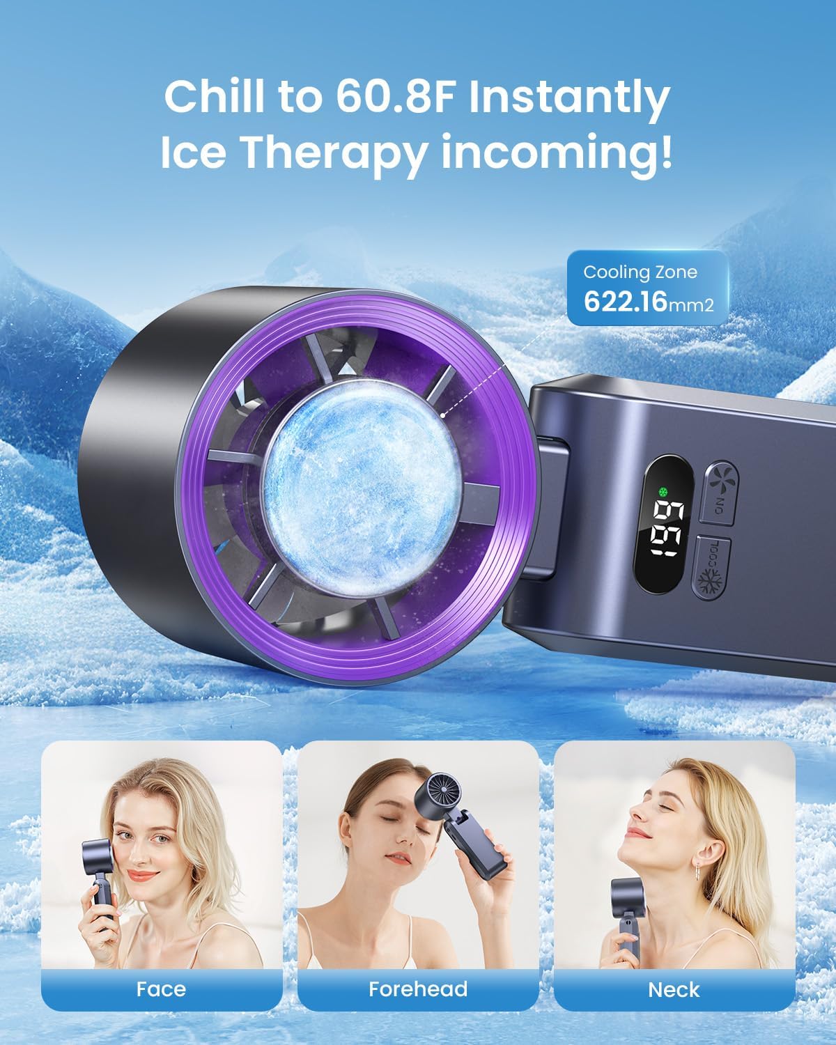 FrostGale – Ice-Cooling Portable Fan with 199 Speeds and 20,000 RPM Power