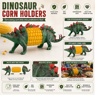 DinoCob – Cute Dinosaur Corn Holders with Stainless Steel Pins