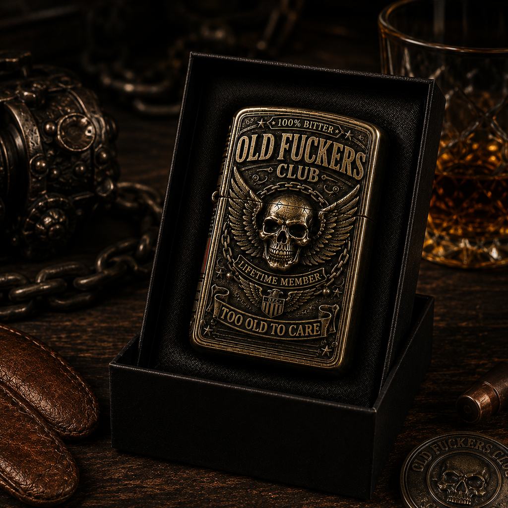 TooOldToCare – Old Fuckers Club Vintage Collectible Metal Lighter, 2026 Limited Edition