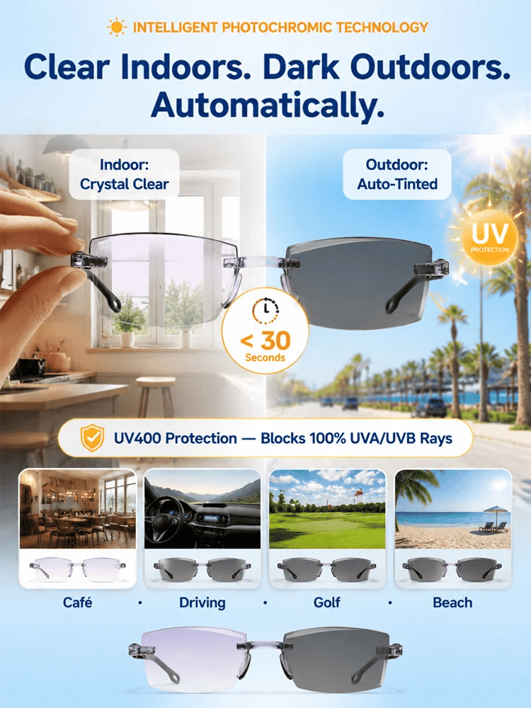 ClearShift – Progressive Photochromic Diamond-Cut Reading Glasses