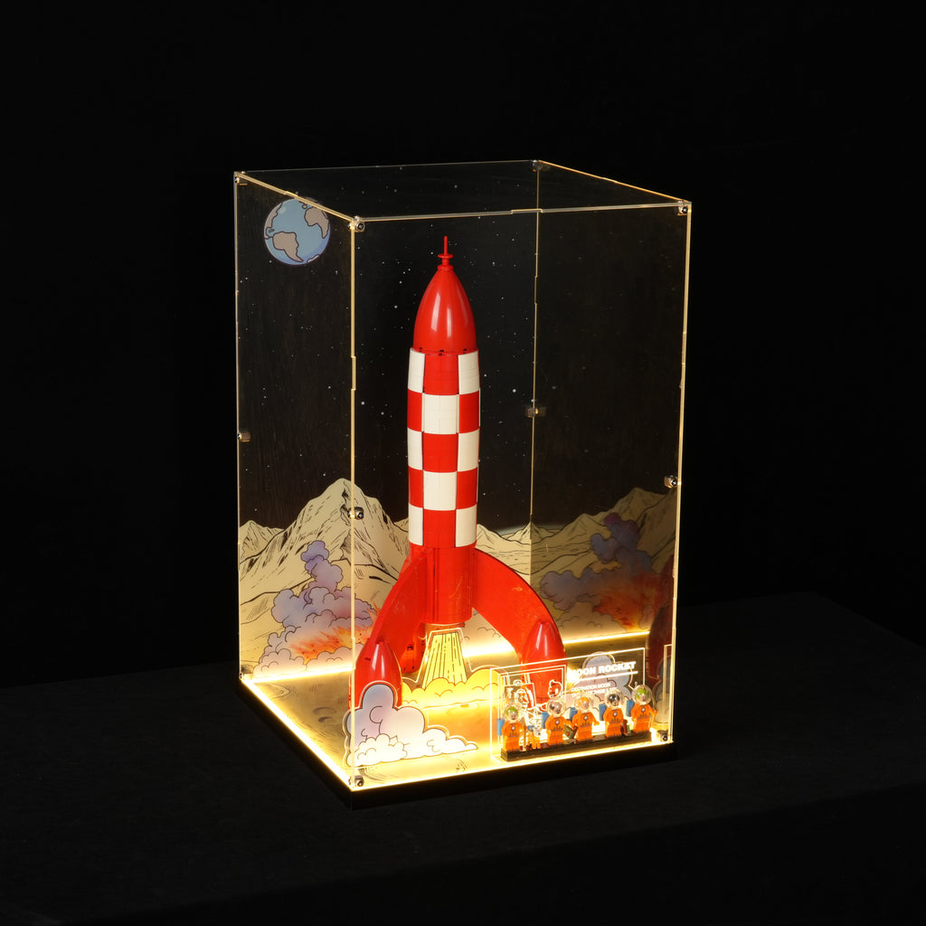 LunarGlow – LED Acrylic Display Case for LEGO® Ideas 21367 Tintin® Moon Rocket (LEGO® Set Not Included)