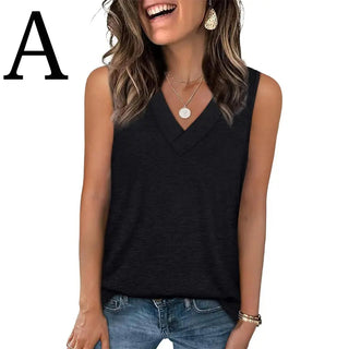 BreezeVee Tank – Loose-Fit V-Neck Sleeveless Top for Women