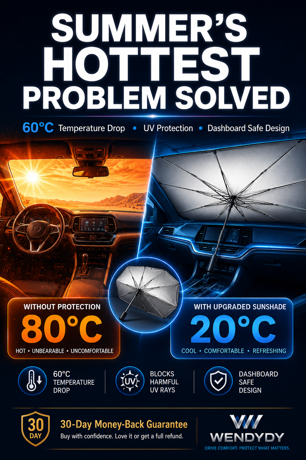 ShadeShield – Foldable Car Windshield Sun Shade Umbrella