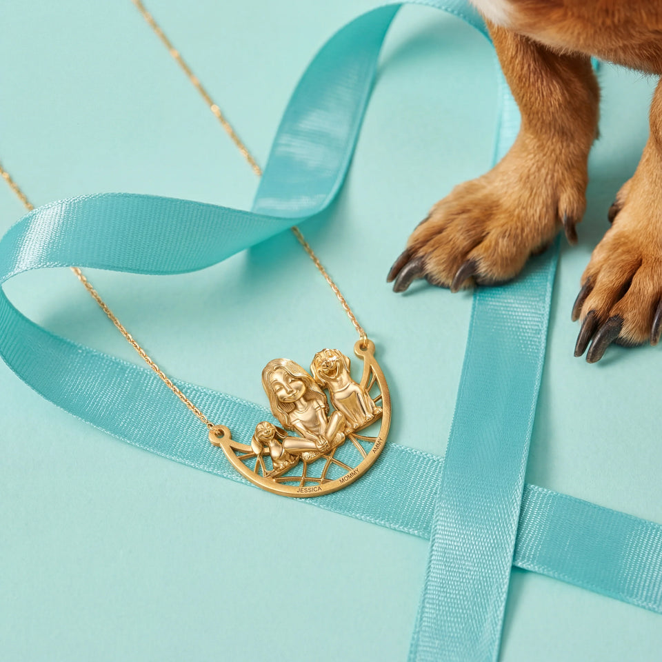 Paw & Heart – Custom Girl With Dogs Necklace