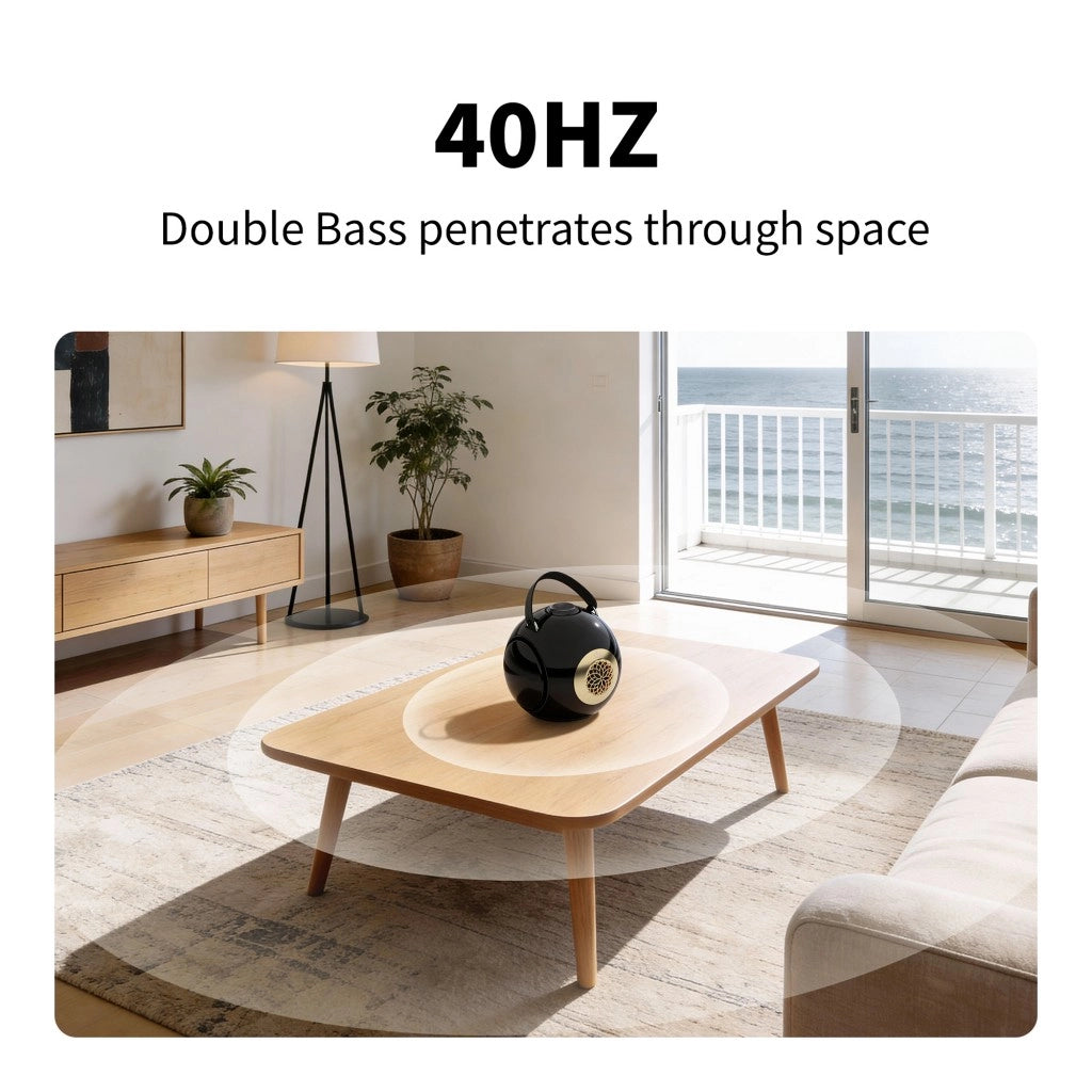 SphereBass – Round Bluetooth Speaker with 93dB Sound and 40Hz Deep Bass