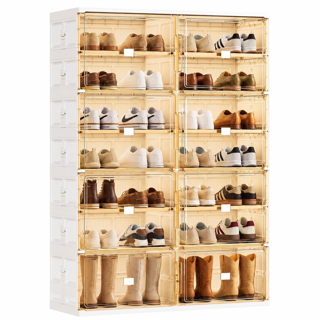 ClearStack – Foldable Shoe Organizer with Magnetic Doors