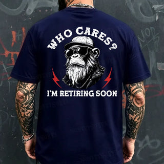 RetireMonkey – Who Cares? I'm Retiring Monkey Graphic T-Shirt