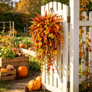 HarvestCascade – 💥🍂 Artificial Fall Harvest Hanging Basket for Autumn Porch & Door Decoration