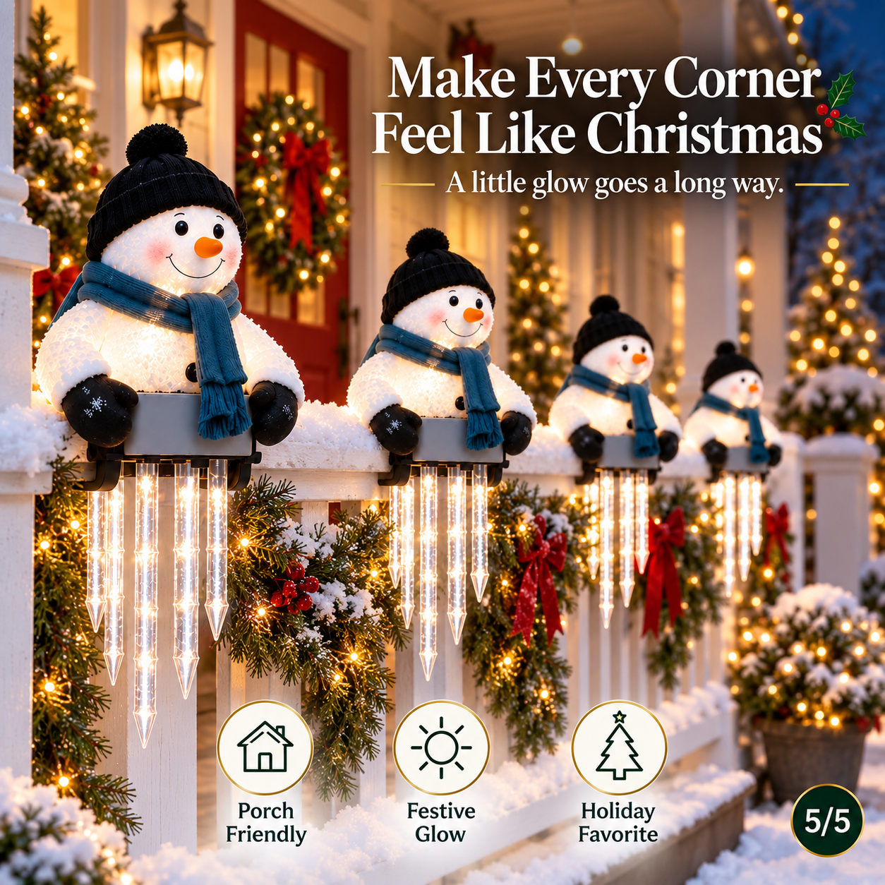 WinterGlow – Christmas Holiday Friends Icicle Railing Lights