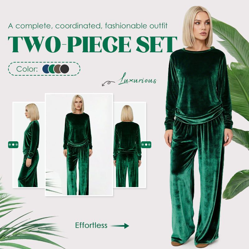 🍁VelvetEase – Women's Velvet Top & Pants Two-Piece Set