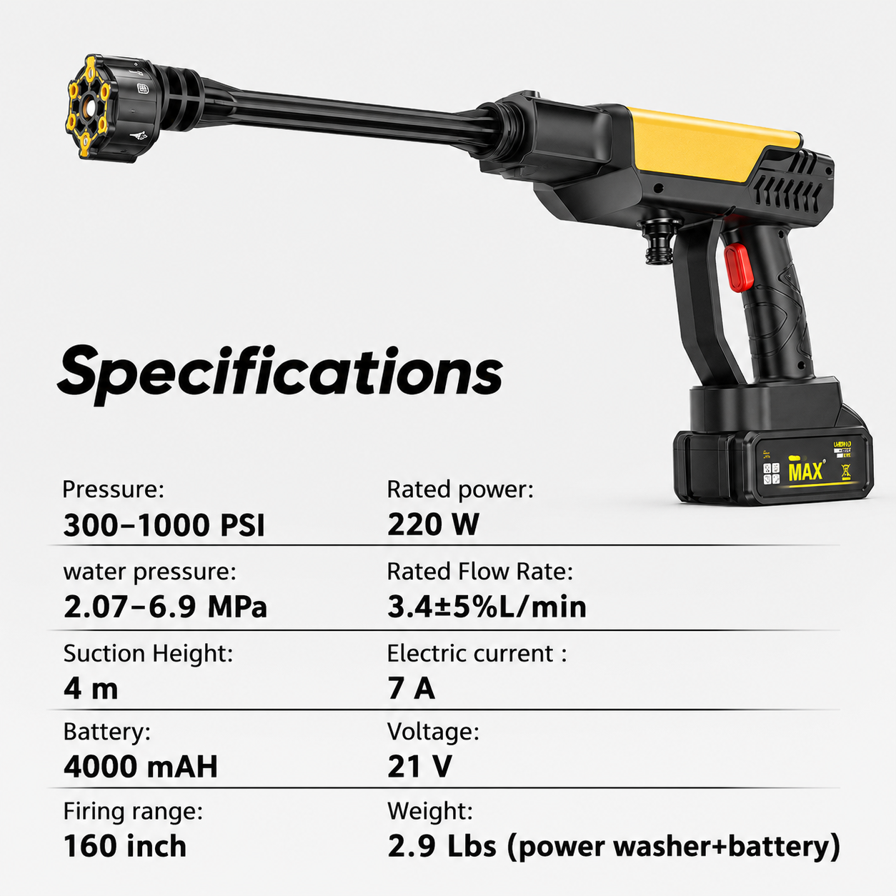 HydroDash – Cordless Pressure Washer Kit with 6-in-1 Nozzle
