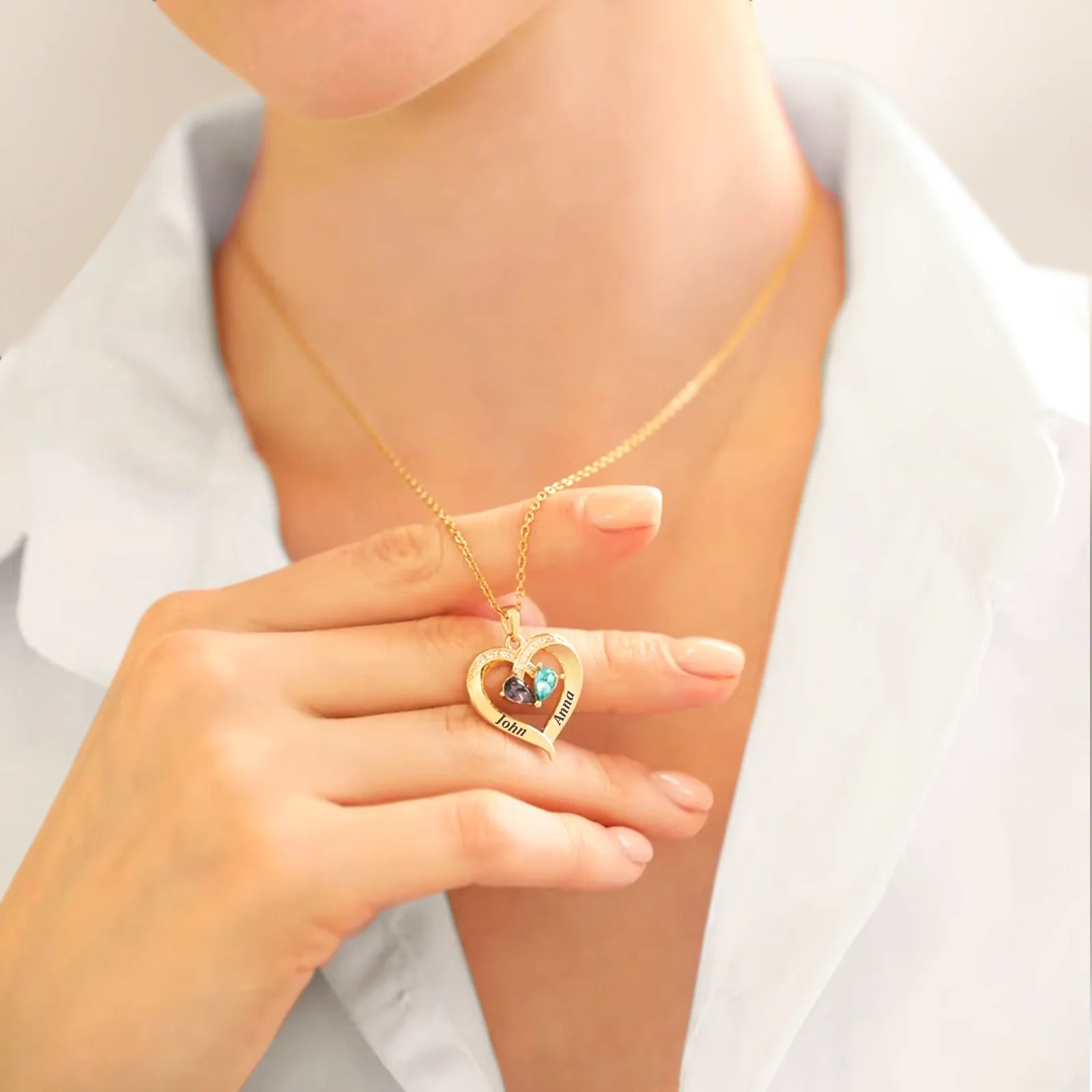 AlwaysYours – Personalized Birthstone Heart Necklace