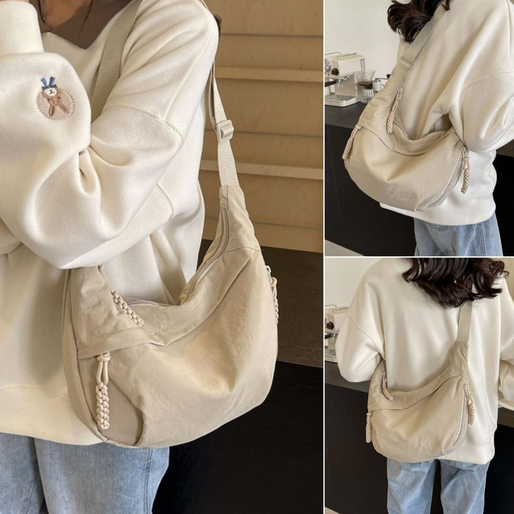 CrescentCarry – 🏆👜 Women's Plain-Color Nylon Crossbody Hobo Bag