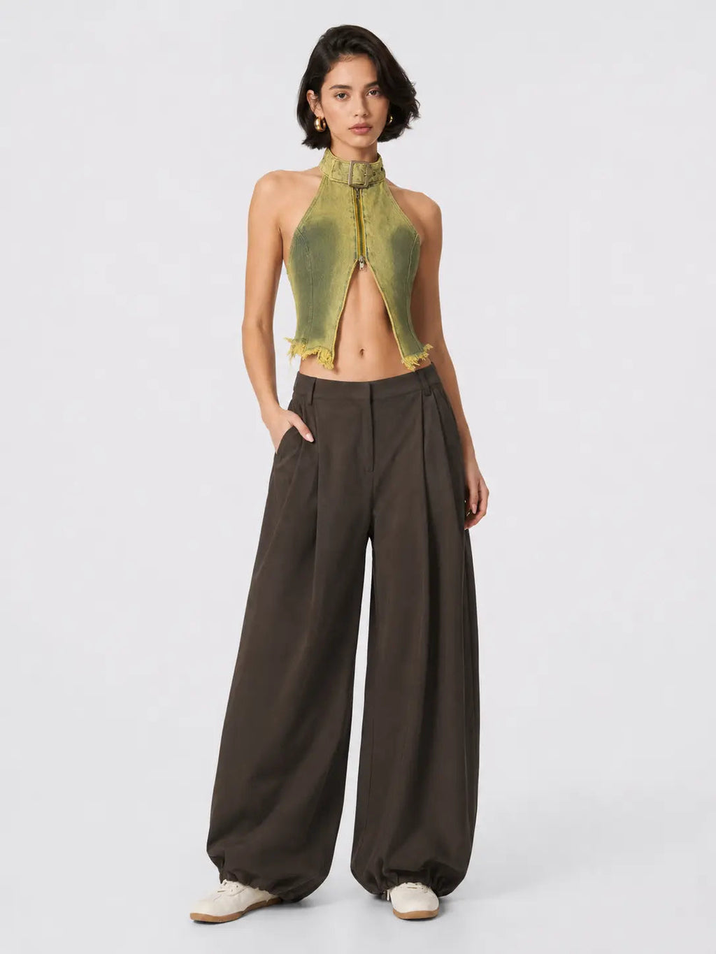 HaloBuckle – Buckle Halter Top & Balloon-Pant Set