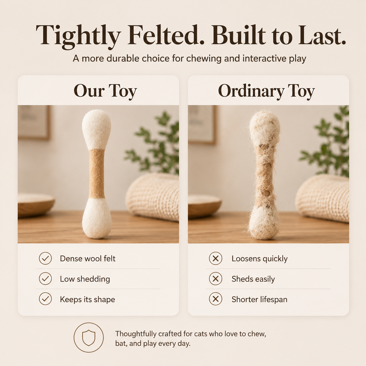 FeltSwab – Double-Ended Wool Cat Toy