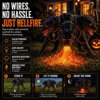 🎃 HellBlaze – Fire-Breathing Solar Halloween Garden Light