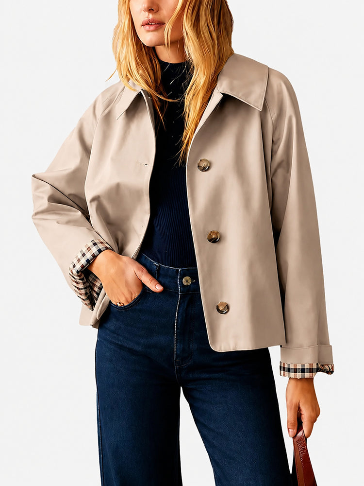 TrenchEase – Classic Cropped Trench Jacket