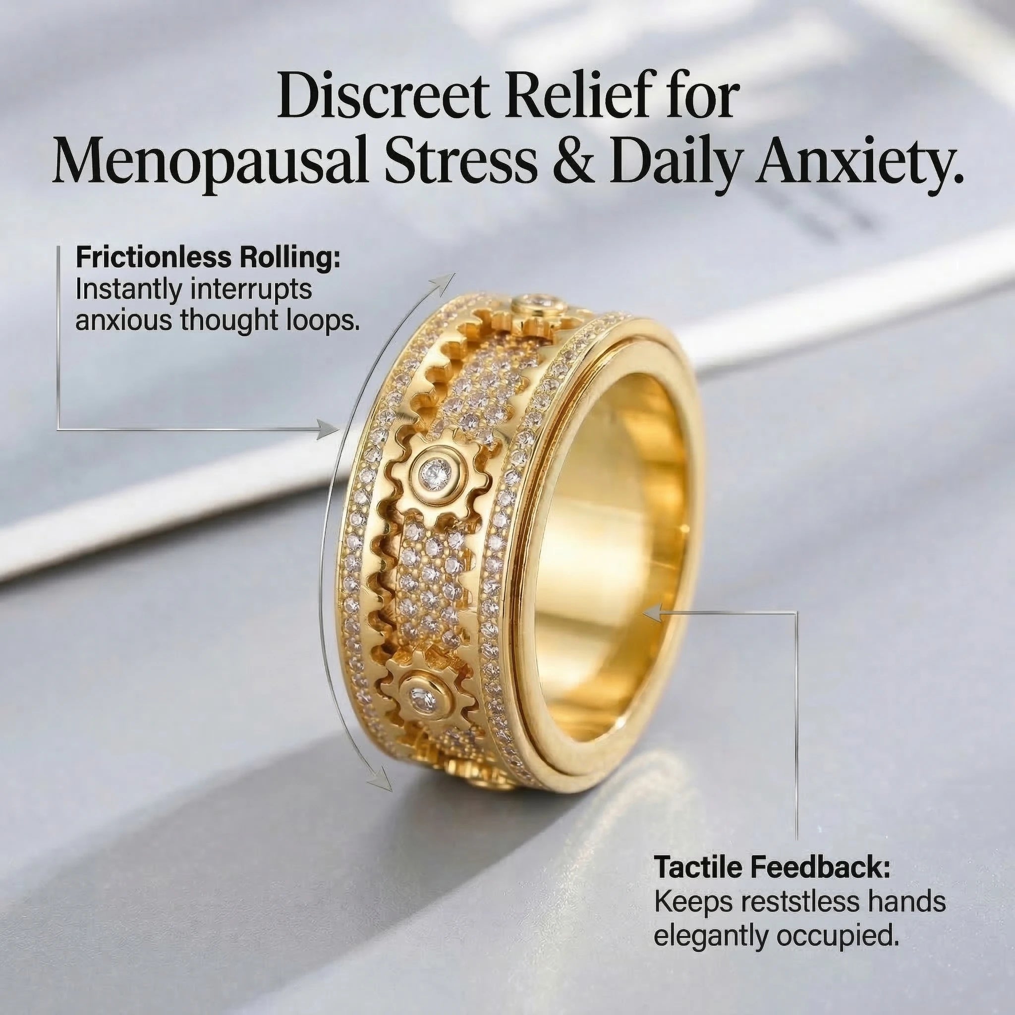 CalmSpin Ring – 18K Gold-Plated Spinner Ring for Everyday Calm