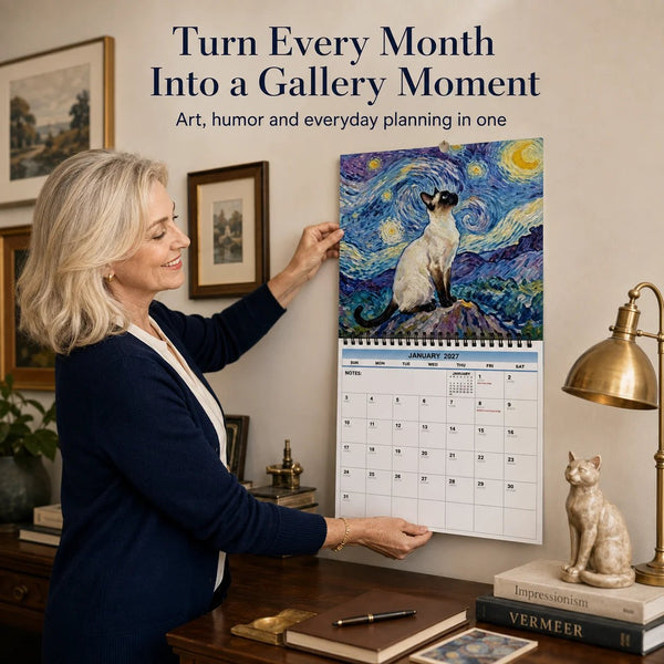 🐱 PurrGallery – 2027 Cat Art Calendar with 12 Masterpiece-Inspired Designs