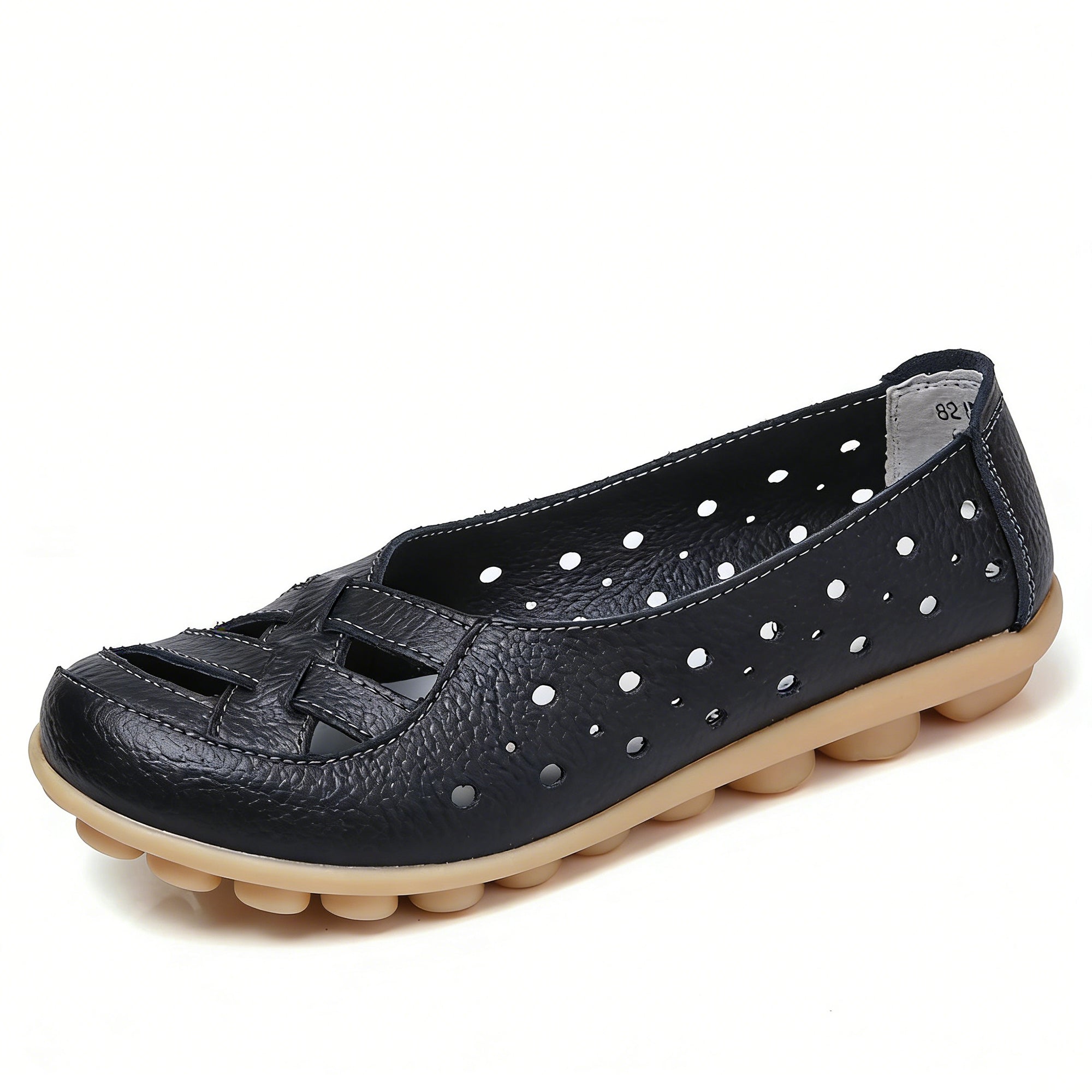 StrideEase – Women’s Leather Breathable Support Flat Shoes