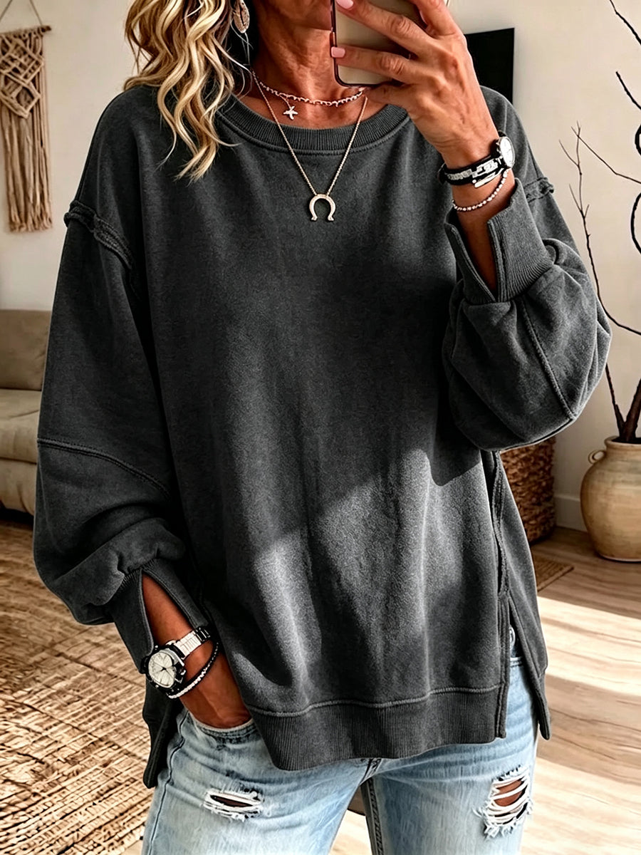 SeamEase – 🤲 ⏰ Oversized Cotton Crew-Neck Sweatshirt