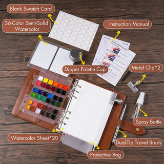 WanderPalette – Ring-Bound Watercolor Travel Set with Cotton Paper